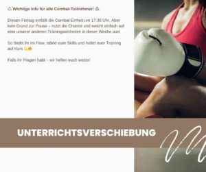 Termin und Veranstaltungen: Terminverschiebung - Combat - Selbstverteidigung - Kampfkunst - Kampfsport Termin und Veranstaltungen: Terminverschiebung - Combat - Selbstverteidigung - Kampfkunst - Kampfsport