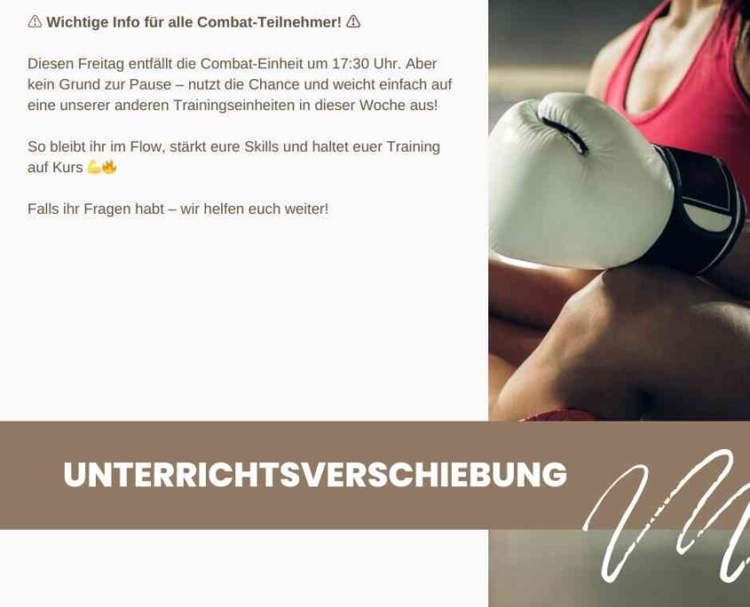 Termin und Veranstaltungen: Trainingsverschiebung - Selbstverteidigung - Kampfkunst - Sicherheit