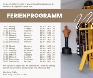 Termin und Veranstaltungen: Herbstferien 2025 - Selbstverteidigung - Kampfkunst - Waffenkampf - Stockkampf - Sicherheit